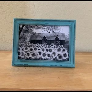 Farmhouse Barn & sunflowers  picture 5x7 w/frame